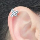 925 Sterling Silver Unique Cross Wrap Around Earring Clip On Ear Cuff