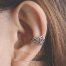 925 Antique Sterling Silver Royal Crown Cartilage Ear Cuff Wrap Clip On Earring