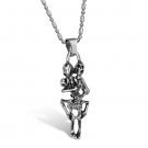 316L Titanium Stainless Steel Skeleton Embracing Pendant Necklace