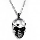 316L Titanium Stainless Steel Grinning Skull Skeleton Head Pendant Necklace