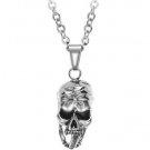 316L Titanium Stainless Steel Skull Skeleton Head Pendant Necklace