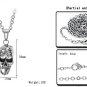 316L Titanium Stainless Steel Skull Skeleton Head Pendant Necklace
