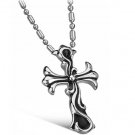 316L Titanium Stainless Steel Tribal Inspired Cross Pendant Necklace