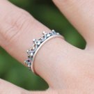 925 Antique Sterling Silver Princess Crown Ring, Tiara Stacking / Knuckle Ring Band