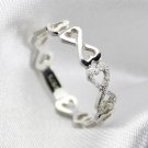 925 Sterling Silver Infinity Ring, Love Heart Stacking Ring Band