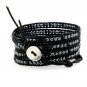 Black Onyx Hematite Beads - Chan Luu Inspired 5 Wrap Black Leather Bohemain Boho Bracelet