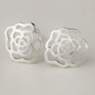Openwork Rose Earring Stud in Matt Sterling Silver