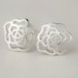 Openwork Rose Earring Stud in Matt Sterling Silver