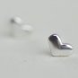 Tiny Puffy Heart Earrings Stud in Sterling Silver