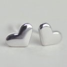 Tiny Puffy Heart Earrings Stud in Sterling Silver