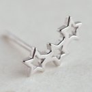 Openwork 3 Stars Earrings Stud in Sterling Silver