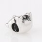 Sterling Silver It's A Girl Pink Ribbon Teddy Bear Charm - fits European DIY Charm Bead Bracelets