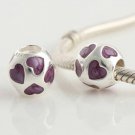 925 Sterling Silver Purple Love Heart Charm - fits All European DIY Charm Bead Bracelets
