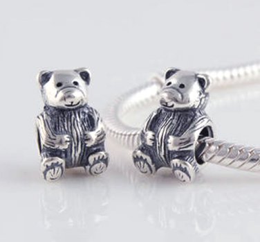 925 Sterling Silver Teddy Bear Charm - fits All European DIY Charm Bead Bracelets