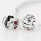 925 Sterling Silver Love Red Cherries Clip - fits All European DIY Charm Bead Bracelets
