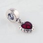 925 Sterling Silver Red Enamel Heart Pendant - fits All European DIY Charm Bead Bracelets