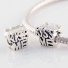 925 Sterling Silver KISS ME Charm - fits All European DIY Charm Bead Bracelets