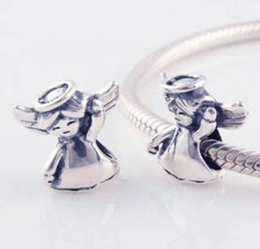 925 Sterling Silver Little Dancing Angel Girl Charm - fits All European DIY Charm Bead Bracelets