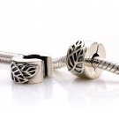 925 Sterling Silver Leaf Clip - fits European Beads Bracelets