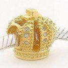 925 Sterling Silver Royal Gold Crown Charm - fits All European DIY Charm Bead Bracelets