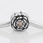 Sterling Silver Champagne Blooming Rose Charm - fits European Beads Bracelets