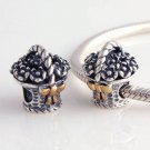 925 Sterling Silver Flower Basket Charm - fits European Beads Bracelets