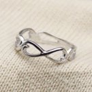 925 Sterling Silver Twisted Helix Pattern Infinity Ring, Stacking Band