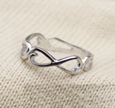 925 Sterling Silver Twisted Helix Pattern Infinity Ring, Stacking Band