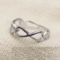 925 Sterling Silver Twisted Helix Pattern Infinity Ring, Stacking Band