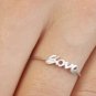 925 Sterling Silver Script Love Word Ring, Stacking Band