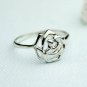 925 Sterling Silver Openwork Rose Flower Pinky Ring Band