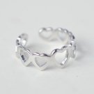 925 Sterling Silver Combining Hearts Adjustable Ring Band