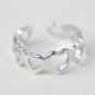 925 Sterling Silver Combining Hearts Adjustable Ring Band