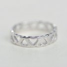 925 Sterling Silver All Around Hearts Adjustable Ring Band