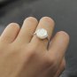 925 Sterling Silver Beaded Carved Mother of Pearl Rose Flower Elastic Ring Band