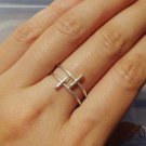 925 Sterling Silver Wire-Handcrafted Sideways Cross Adjustable Ring Band