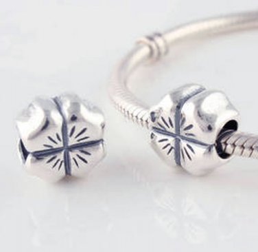 925 Sterling Silver Lucky Clover Charm - fits European Beads Bracelets