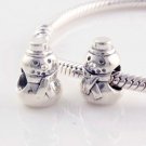 925 Sterling Silver Snowman Charm - fits European Beads Bracelets