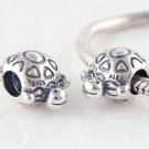 925 Sterling Silver Turtle Charm - fits European Beads Bracelets