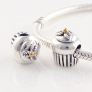 925 Sterling Silver Cupcake Charm - fits Biagi/Pandora/Troll/All European Bracelets