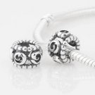 925 Sterling Silver Abstract Roses Spacer Charm - fits European Beads Bracelets