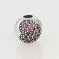 925 Sterling Silver Pink Pave Heart Clip Charm - fits European Beads Bracelets