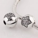 925 Sterling Silver Big Star Pave Clip Charm - fits European Beads Bracelets