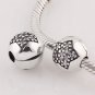 925 Sterling Silver Big Star Pave Clip Charm - fits European Beads Bracelets