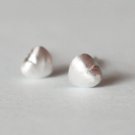 Back to Basic - Mini Heart Earrings Stud in Matt Sterling Silver