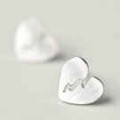 Basic Broken Heart Earrings Stud in Matte Sterling Silver