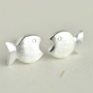 Basic Tiny Puffer Fish Earrings Stud in Sterling Silver