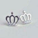 Mini Princess Crown Earrings Stud in Sterling Silver