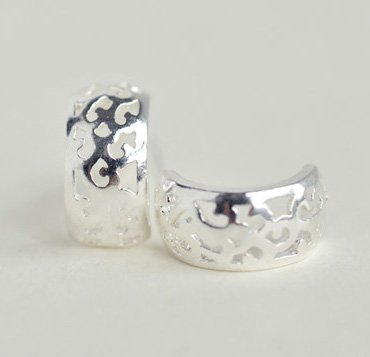Openwork Lace Curve Earrings Stud in Sterling Silver