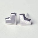 Mini Faceted Heart Love Earrings Stud in Matte Sterling Silver